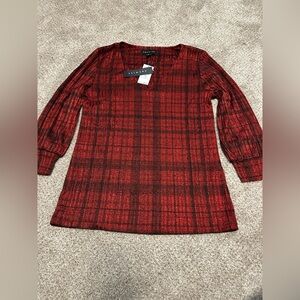 Premise Red and Black Textured Top